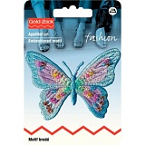 Термоаппликация эксклюзивная с бусинами "Бабочка" 56*77мм, 100% полиэстер, Prym, 926164