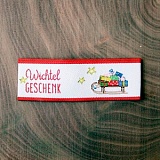 Этикетка тканая "Wichtelgeschenk" 20*57мм, 100% полиэстер, Acufactum Ute Menze, 35246