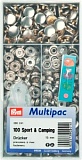 Кнопки "Спорт & Кэмпинг", диаметр 15мм, латунь, серебристый, 100шт в упаковке, Prym, 390241