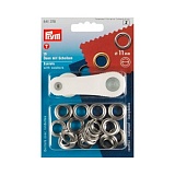 Люверсы, внутренний диаметр 11мм, латунь, серебристый, 15шт в упаковке, Prym, 541370