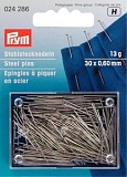 Булавки для шитья 30*0,60мм, сталь, серебристый, 13г в упаковке (банка на блистере), Prym, 024286