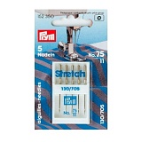 Иглы для швейных машин с плоской колбой 130/705, стрейч № 75, сталь, серебристый, Prym, 152350