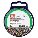 Булавки со стеклянными головками для шитья, термоустойчивые 30*0,60мм, сталь/стекло, Prym, 029620