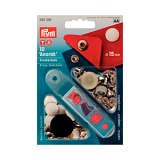 Кнопки "Анорак", шляпка покрыта лаком, диаметр 15мм, латунь, белый, 10шт в упаковке, Prym, 390306