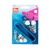 Кнопки "Джерси", форма "Шляпка, покрытая лаком", диаметр 12мм, латунь, белый, Prym, 390171