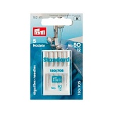 Иглы д/швейных машин 130/705 Н с плоской колбой, №80,5шт в пенале, в блистере 152411