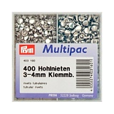 Клёпки с отверствием, для толщины материала 3-4мм, диаметр 7,5мм, латунь, серебристый, Prym, 403160